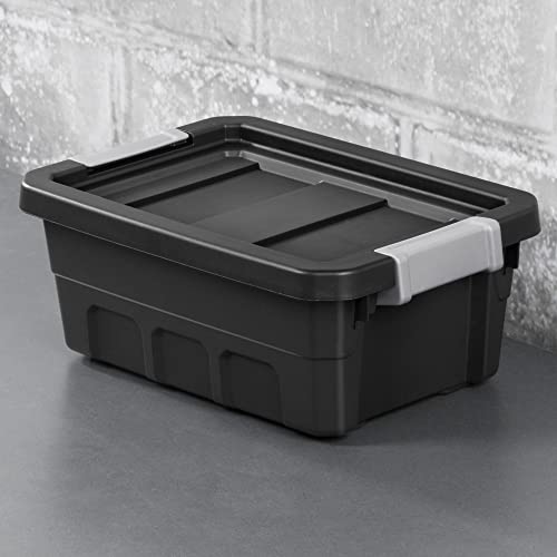 Black 6-Pack Plastic Stacker Tote Storage Bin E426396