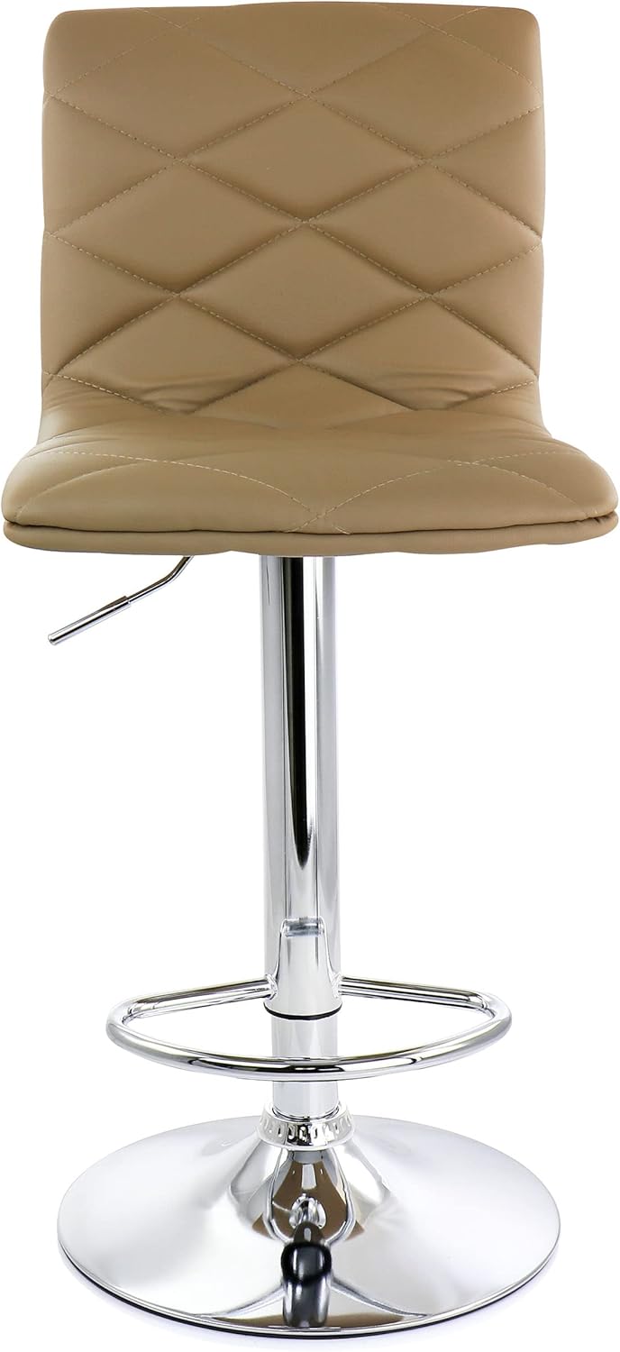 2 Piece Adjustable Faux Leather Bar Stool in Camel with Chrome Base K82540