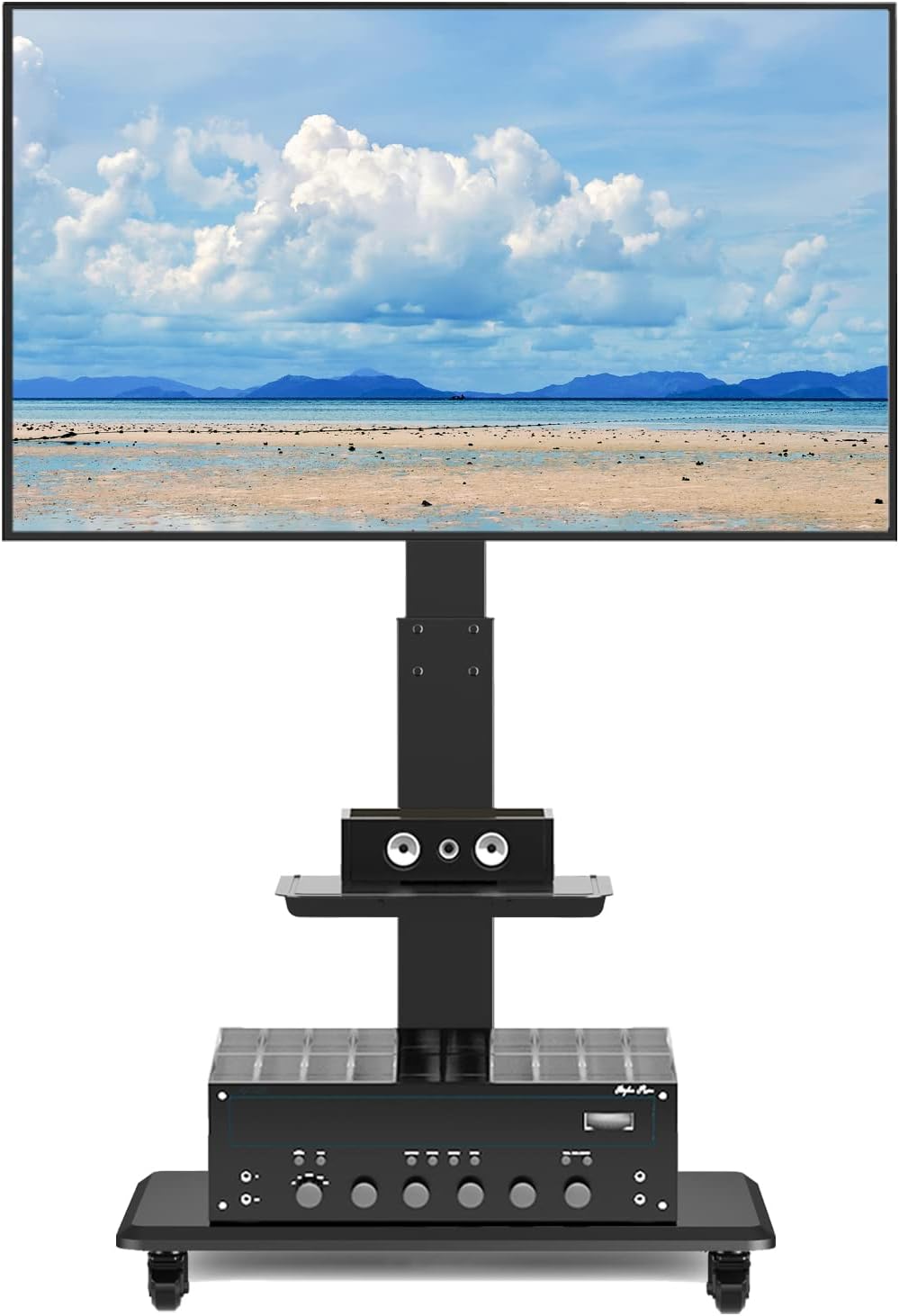 Rolling TV Stand with Wheels and Swivel Mount for 37 inch-70 inch LCD LED Flat Panel Screen TV, Portable Mobile TV Cart with Shelf, Height Adjustable, Max VESA 600x400mm C84733