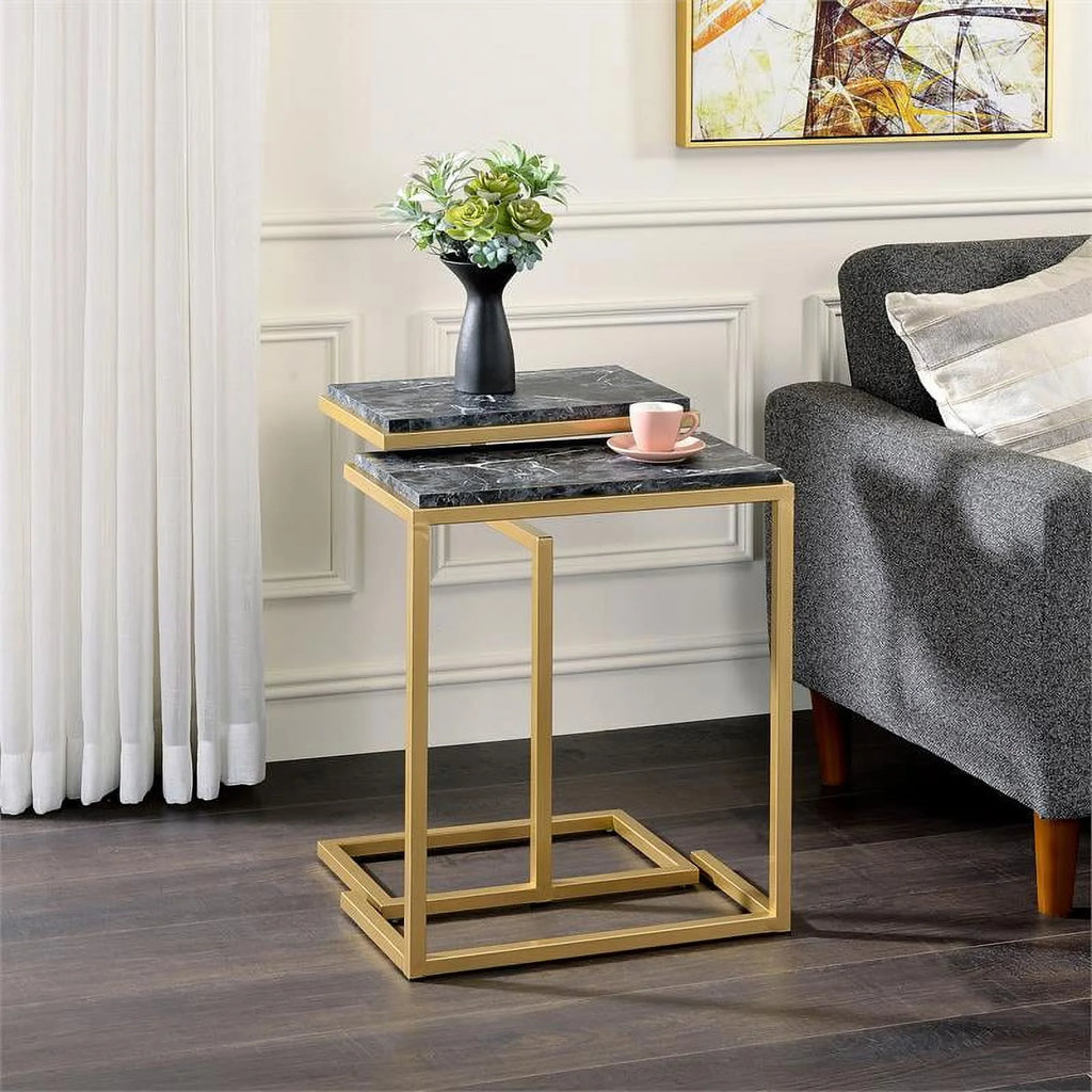 Black 2-Piece Metal Nesting Table A6316