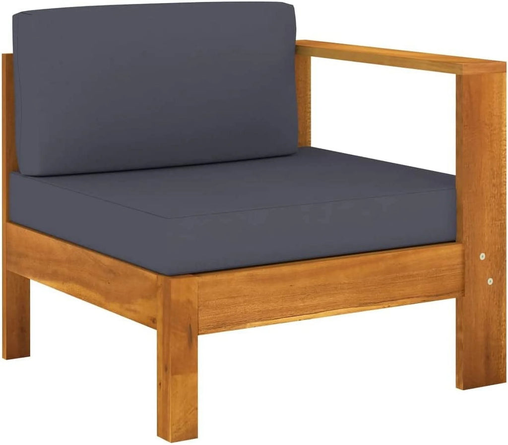 6 Piece Acacia Wood Patio Lounge Set with Dark Gray Cushions T22997