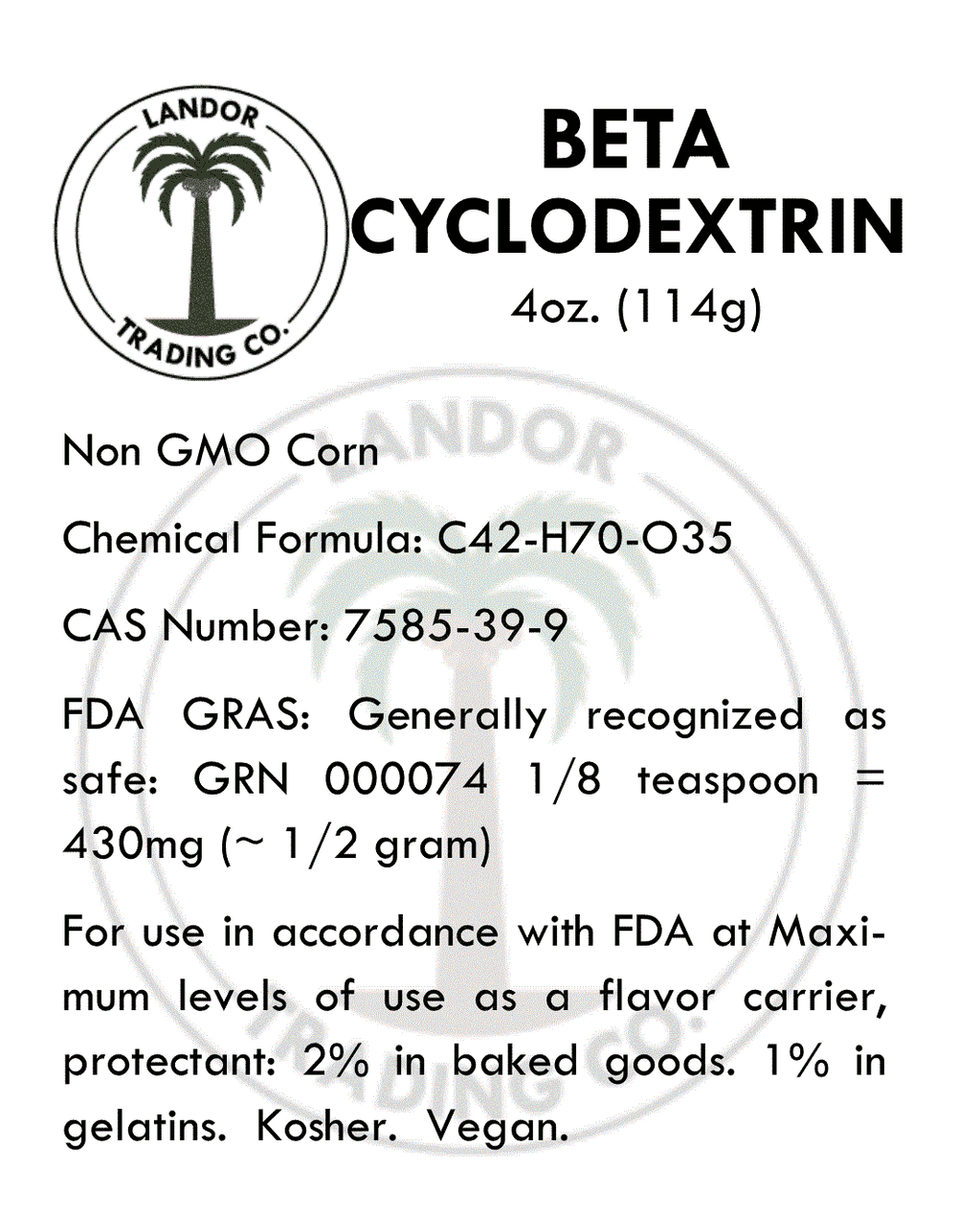 Food Grade Beta Cyclodextrin 4oz K663992