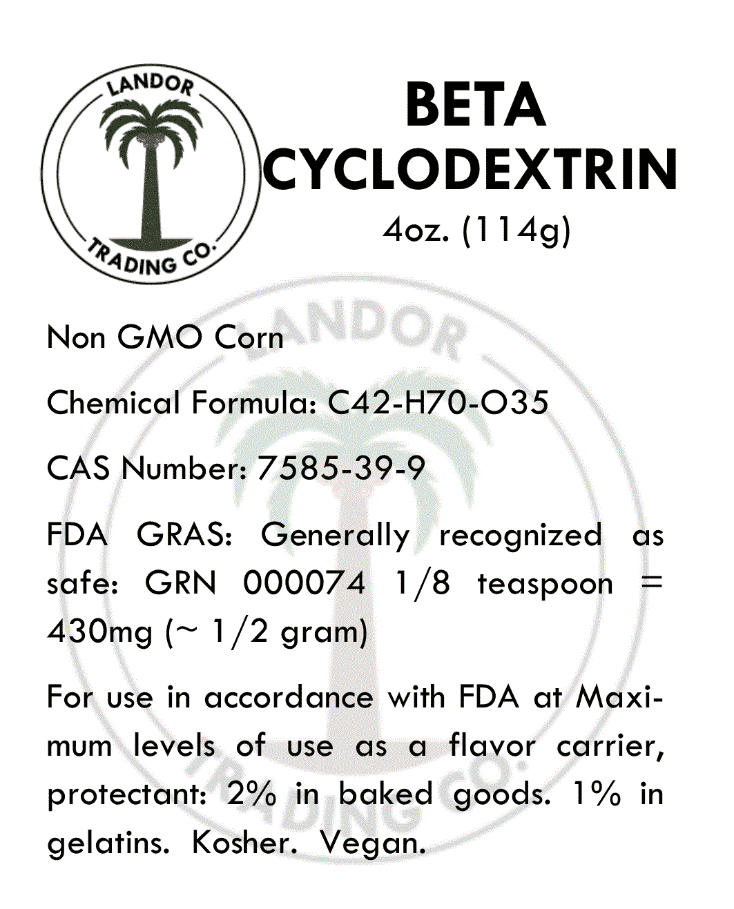 Food Grade Beta Cyclodextrin 4oz K663992