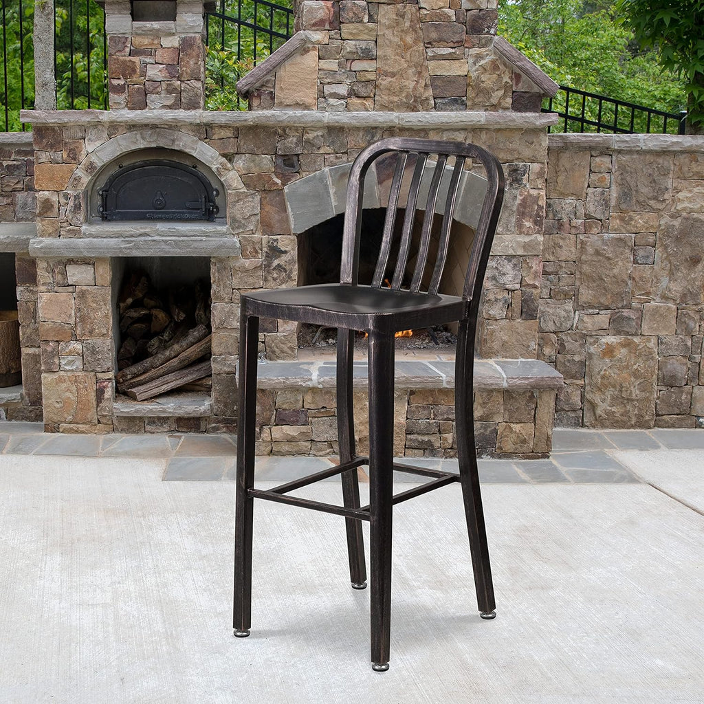 Red Metal Indoor-Outdoor Barstool Y491026