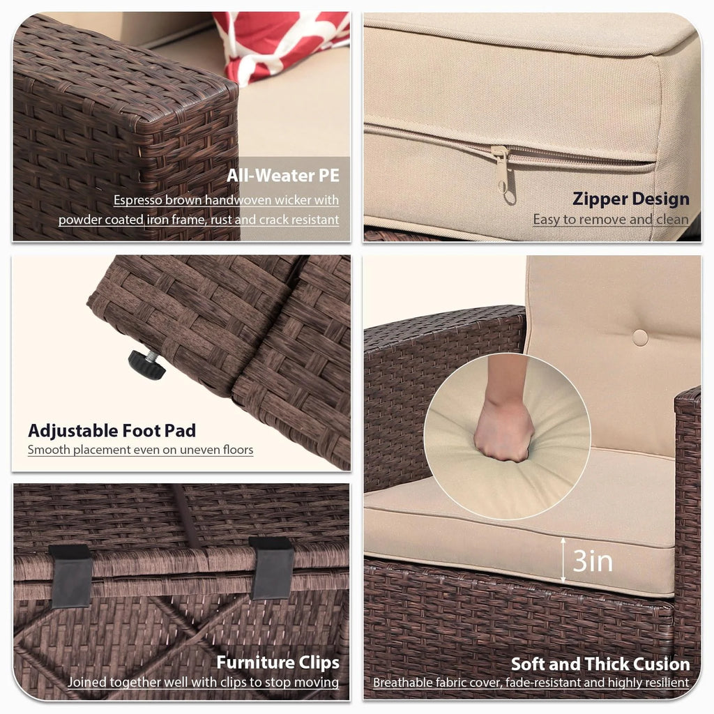 8 Pc Wicker Rattan Outdoor Furniture Set with Storage Box O119