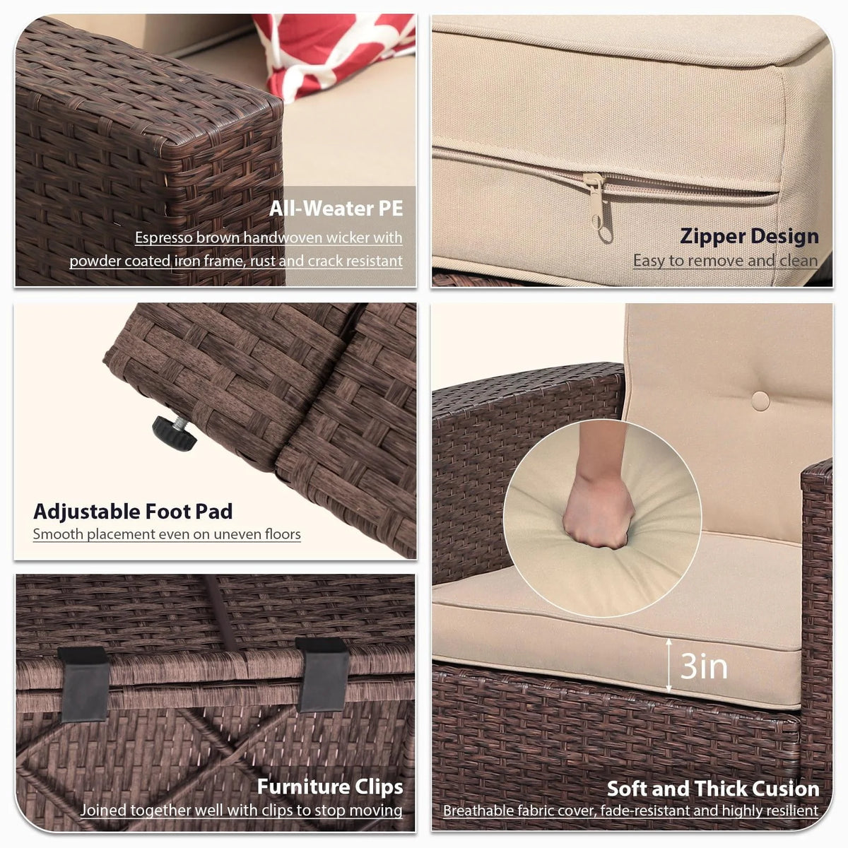 8 Pc Wicker Rattan Outdoor Furniture Set with Storage Box O119