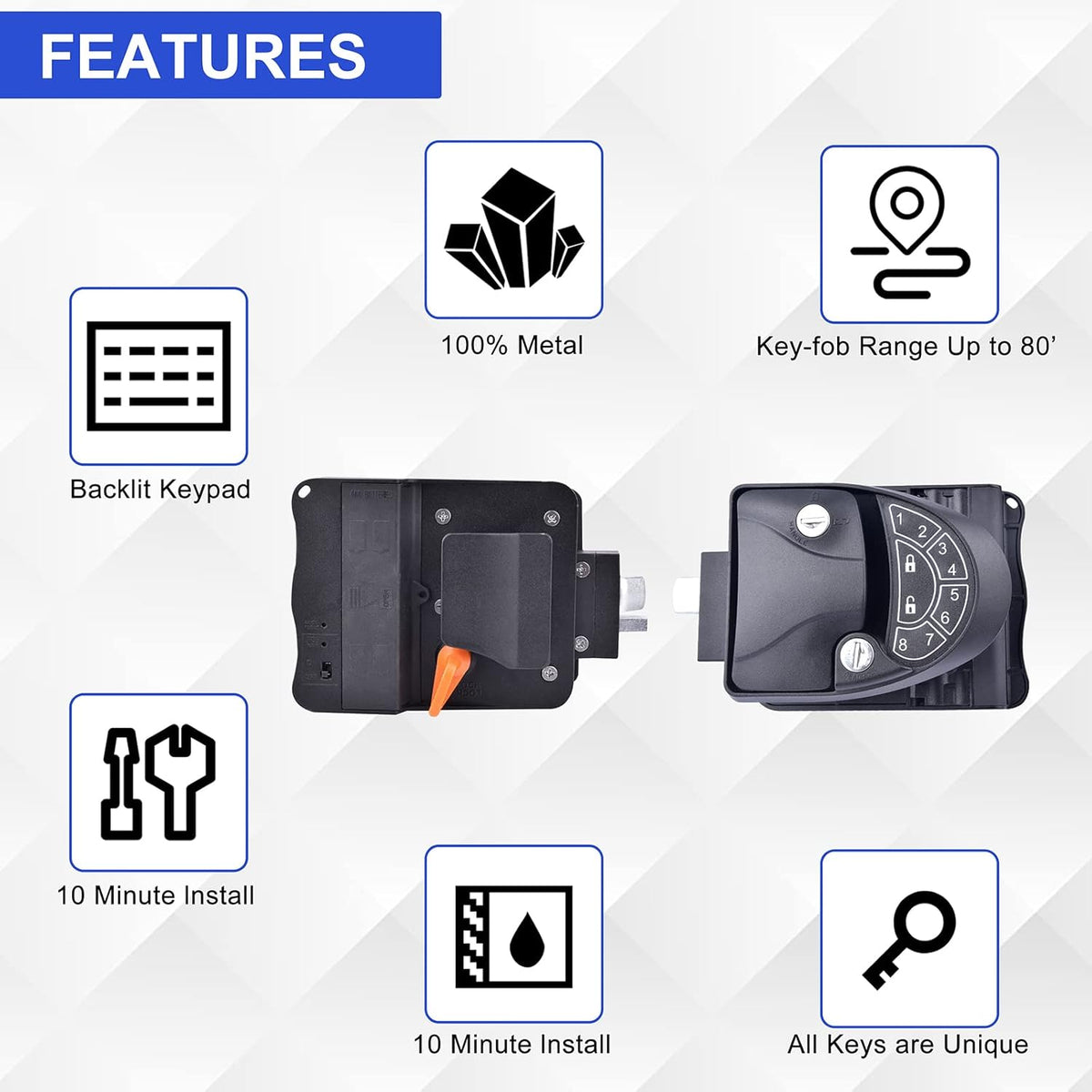 Waterproof Metal RV Keyless Entry Door Lock with Backlit Keypad Q484004