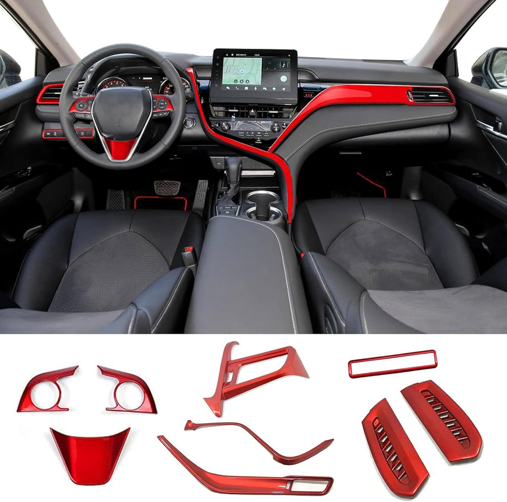 Blue 10Pcs Car Interiors Instrument Panel Center Console Moulding Trim Air Outlet Cover Wheel Accessories G466785