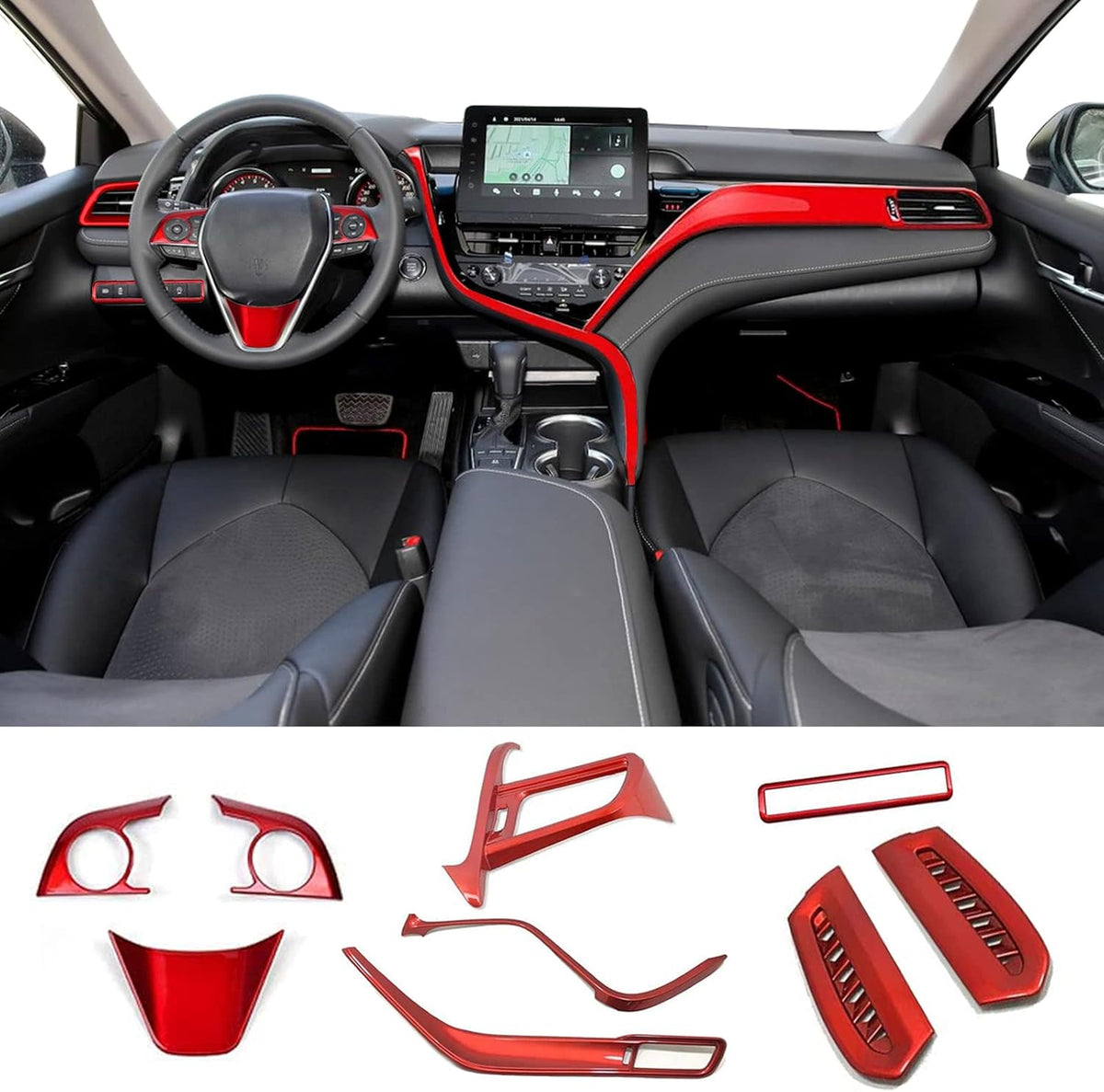 Blue 10Pcs Car Interiors Instrument Panel Center Console Moulding Trim Air Outlet Cover Wheel Accessories G466785