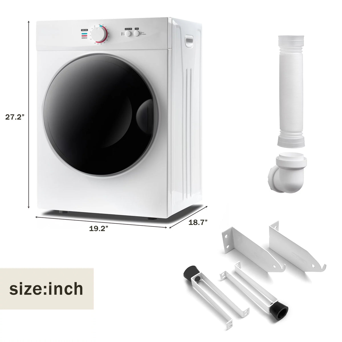 1020W 1.41cu ft Portable Front Load Electric Clothes Dryer with Stainless Steel Tub C39960