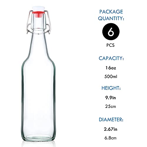 Clear Glass Beer Bottles with Swing Cap 16 oz Case of 6 A78245