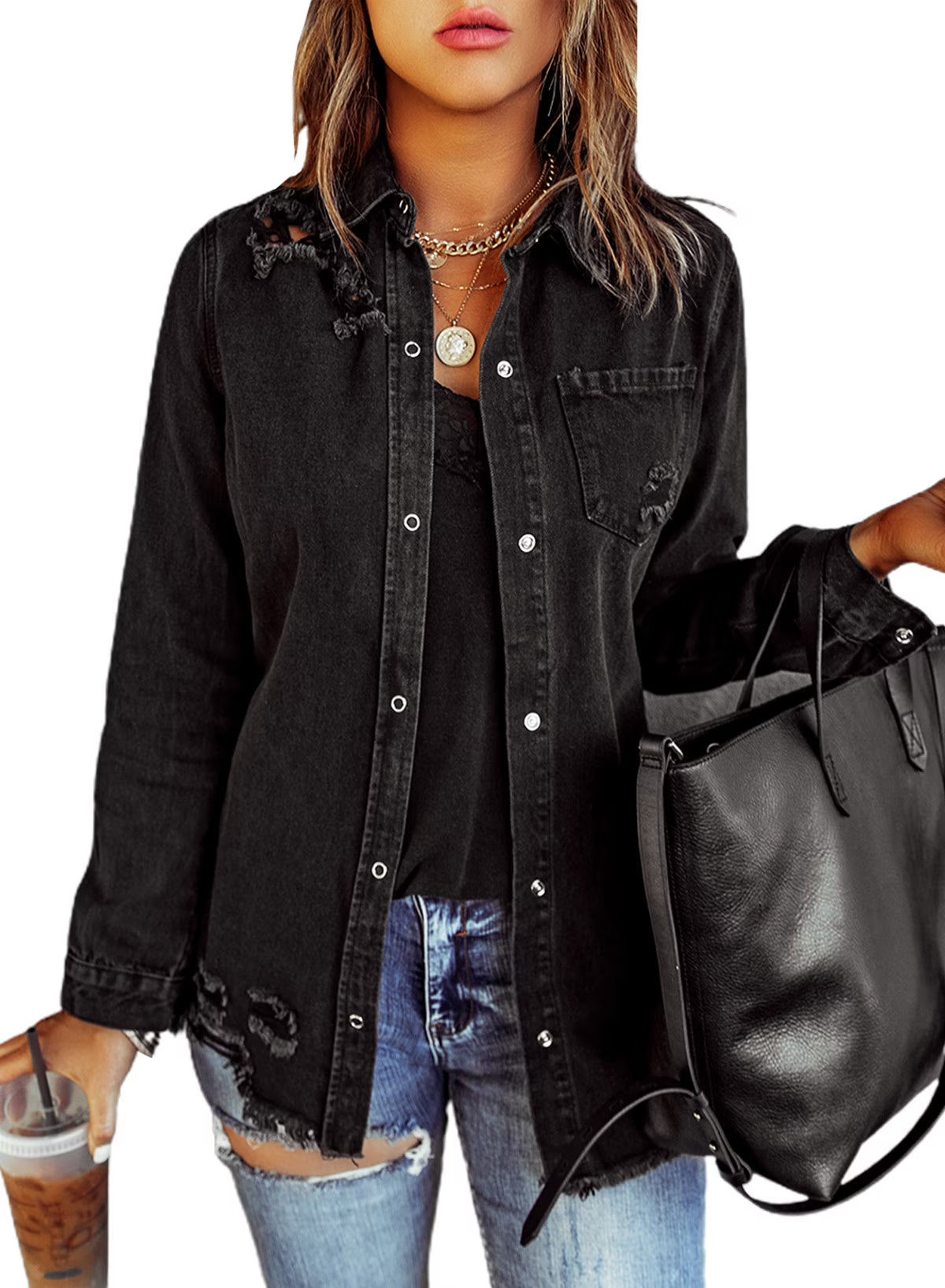 Distressed Denim Jacket C63989