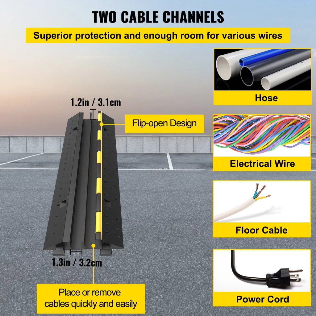 2 Packs 2 Channels Rubber Cable Protector Ramp X431820