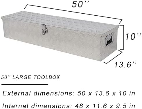 50''x13.6''x10'' Truck Trailer Tool Box with Lock B738