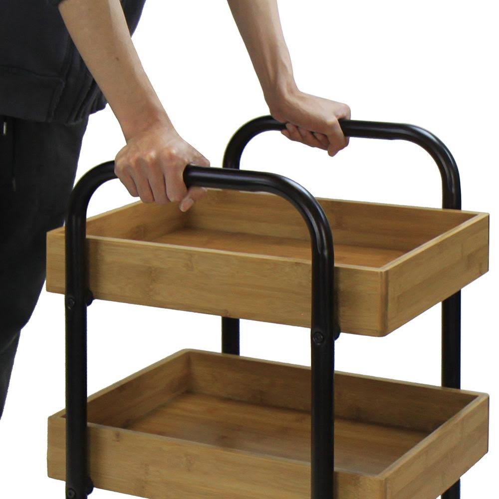 Portable Storage Cart with 3 Removable Bamboo Trays E8426