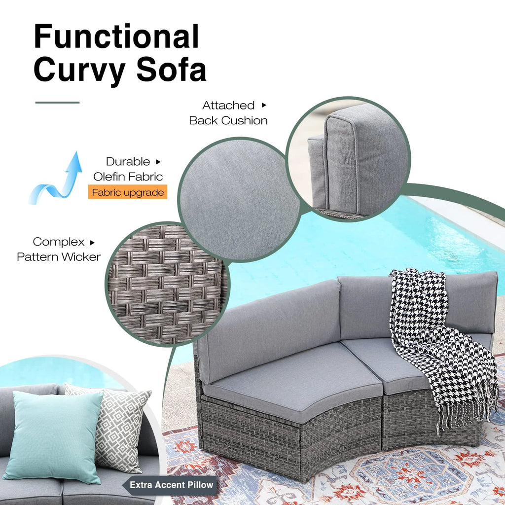 Grey 7-Piece Outdoor Patio Furniture Set with Waterproof Cover H80283