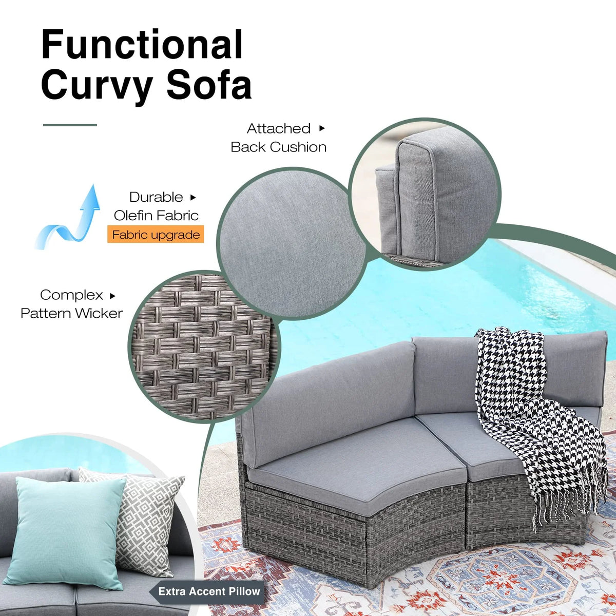 Grey 7-Piece Outdoor Patio Furniture Set with Waterproof Cover H80283