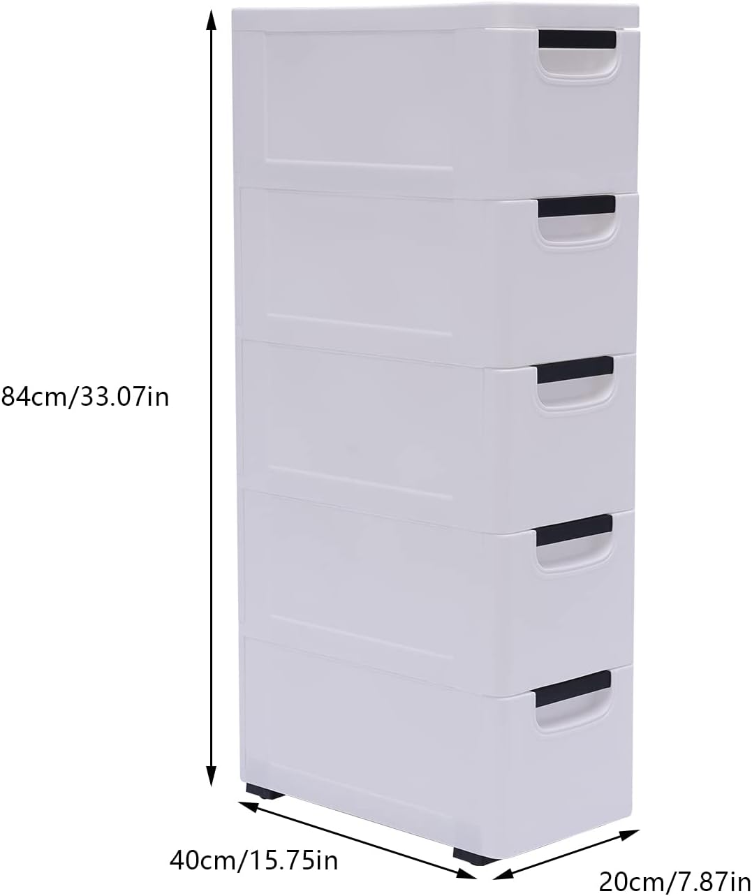 White 5 Tier Plastic Storage Tower with Wheels G355