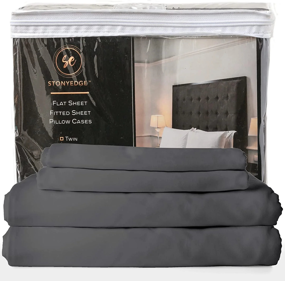 Gray 4 Pcs King Size Cotton Bed Sheet Set N30130
