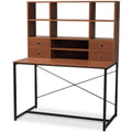 Writing Desk with Bookcase Hutch in Light Brown T795