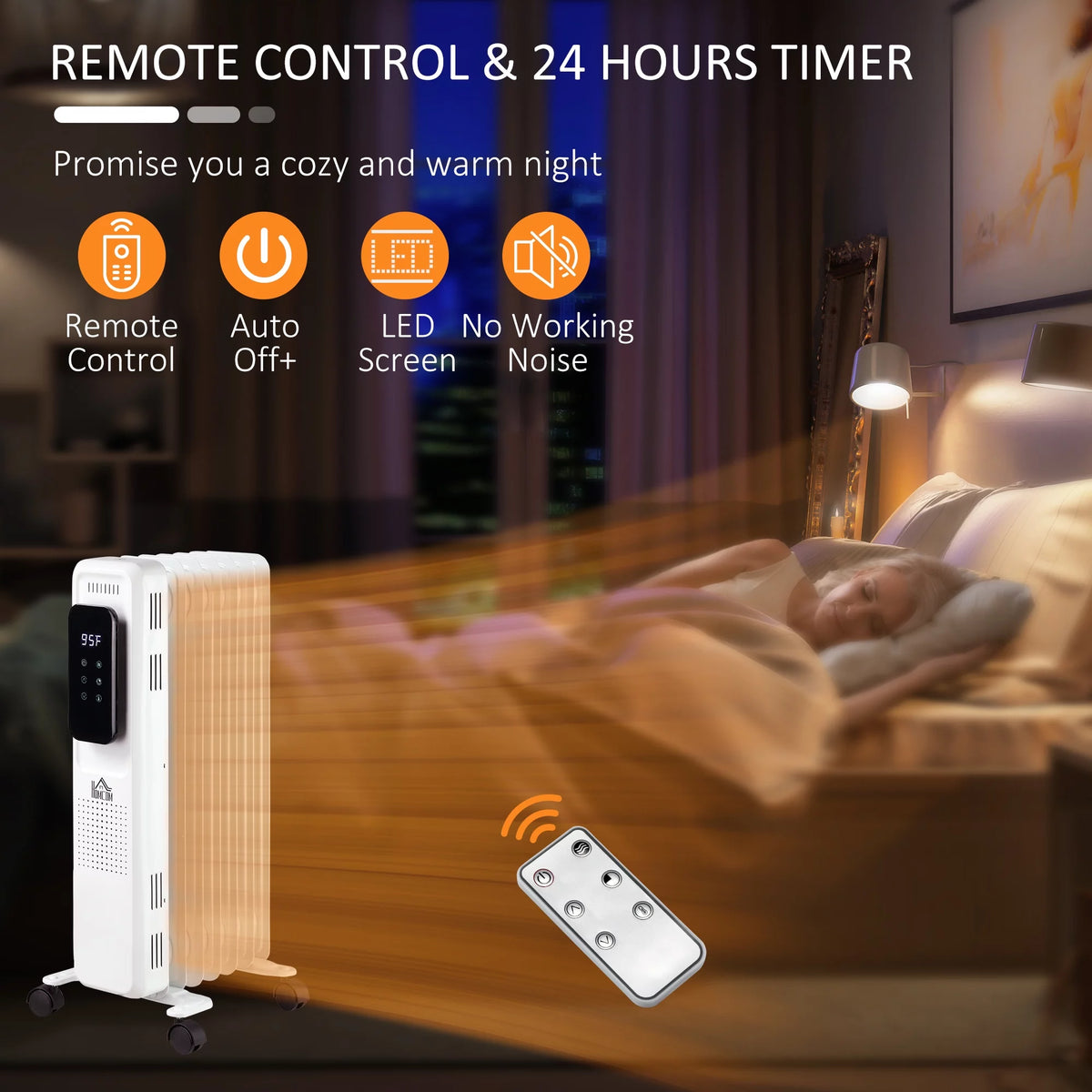 White 1500 W Electric Space Heater with 3 Modes and Timer T58963