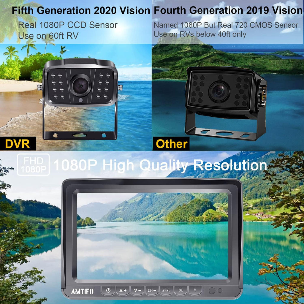 Wireless HD 1080P 7'' Split Screen DVR Backup Camera 4 Channel Infrared Night Vision L9681