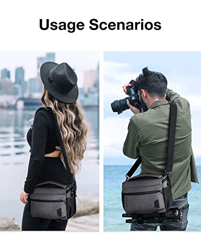 Compact Waterproof Camera Shoulder Bag with Tripod Holder, Black A394