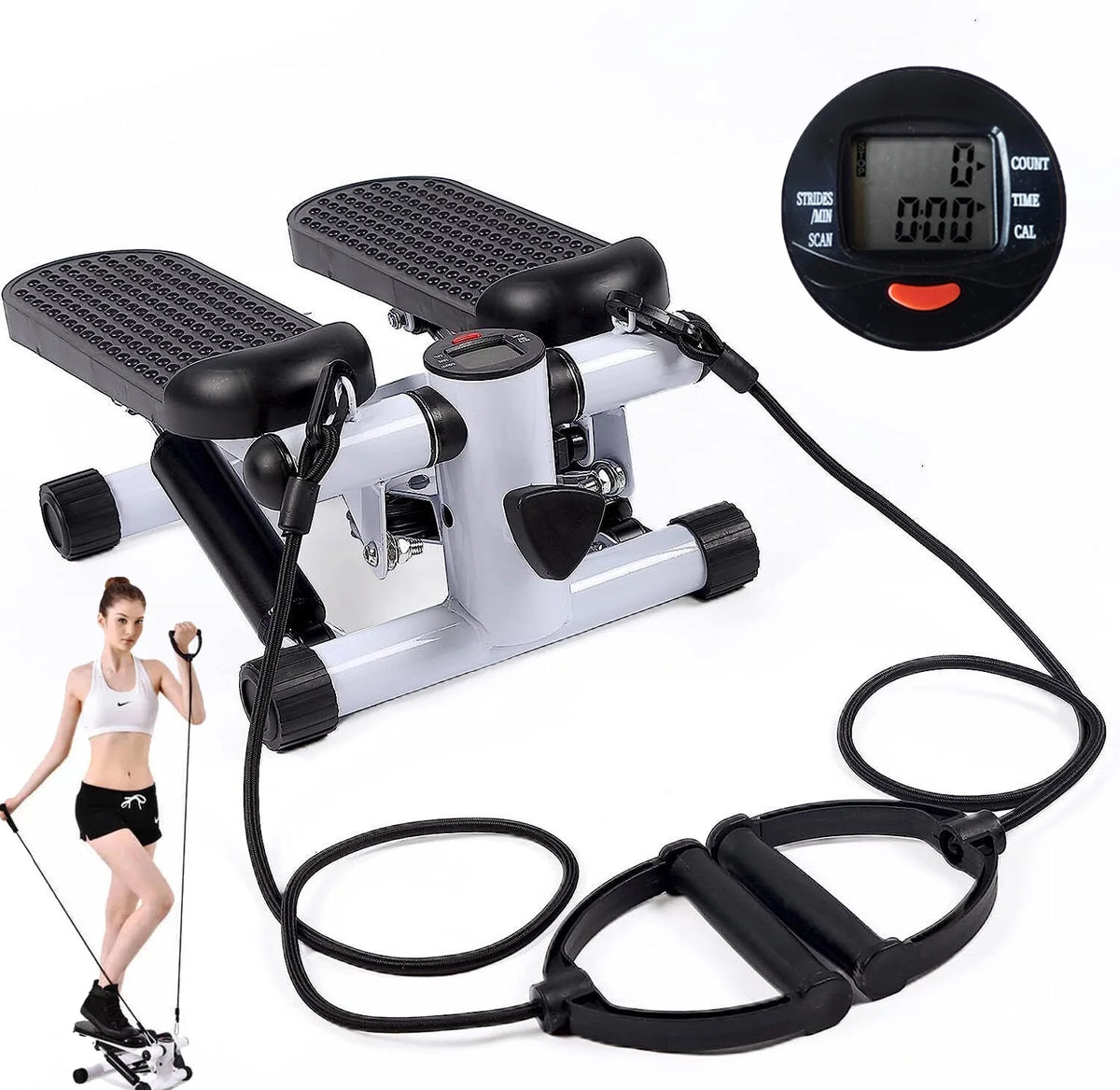 White Stair Stepper with Resistance Bands W518540