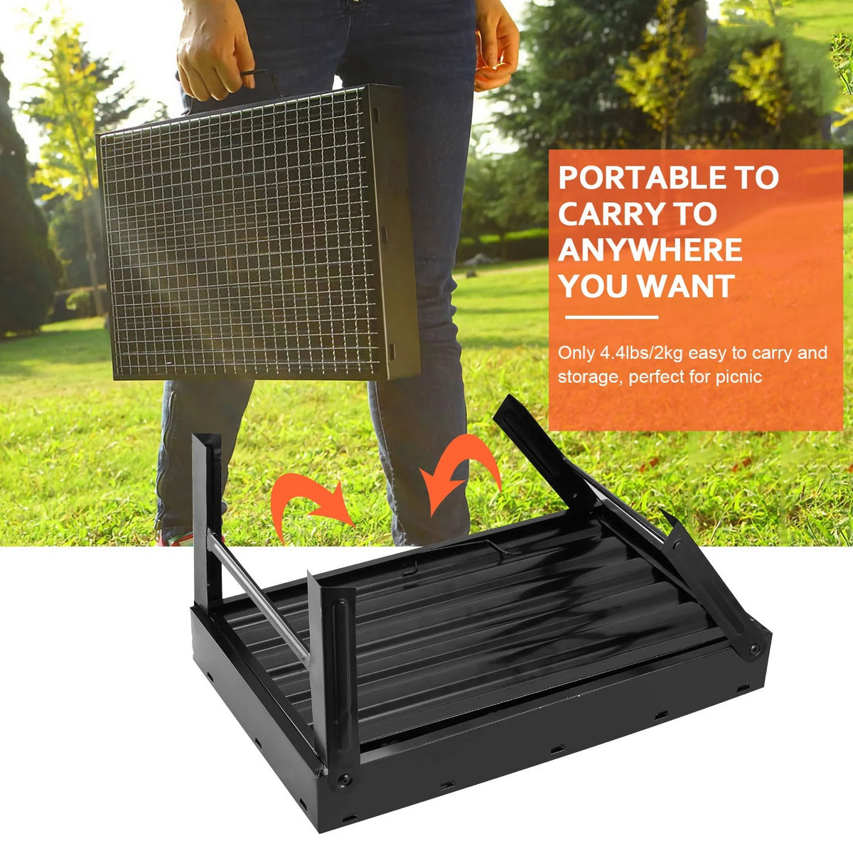 Charcoal Grill Portable Folding Stainless Steel Grill Z65380