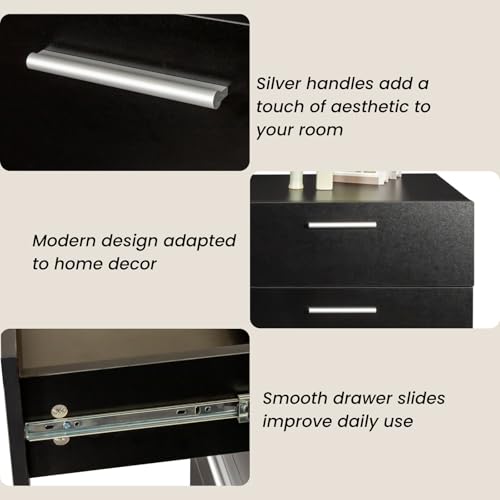 Black 6 Drawer Wood Dresser W930