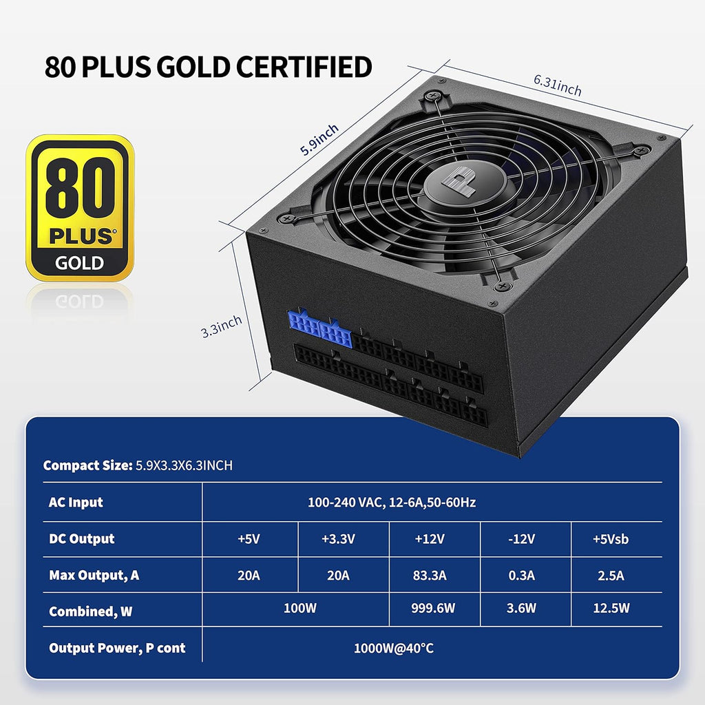 1000W 80+ Gold Full Modular Power Supply B3309