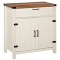 White Wooden Sideboard Buffet Cabinet with Drawer and Adjustable Shelf C64494