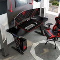 Modern Black Steel Computer Desk with USB F8997