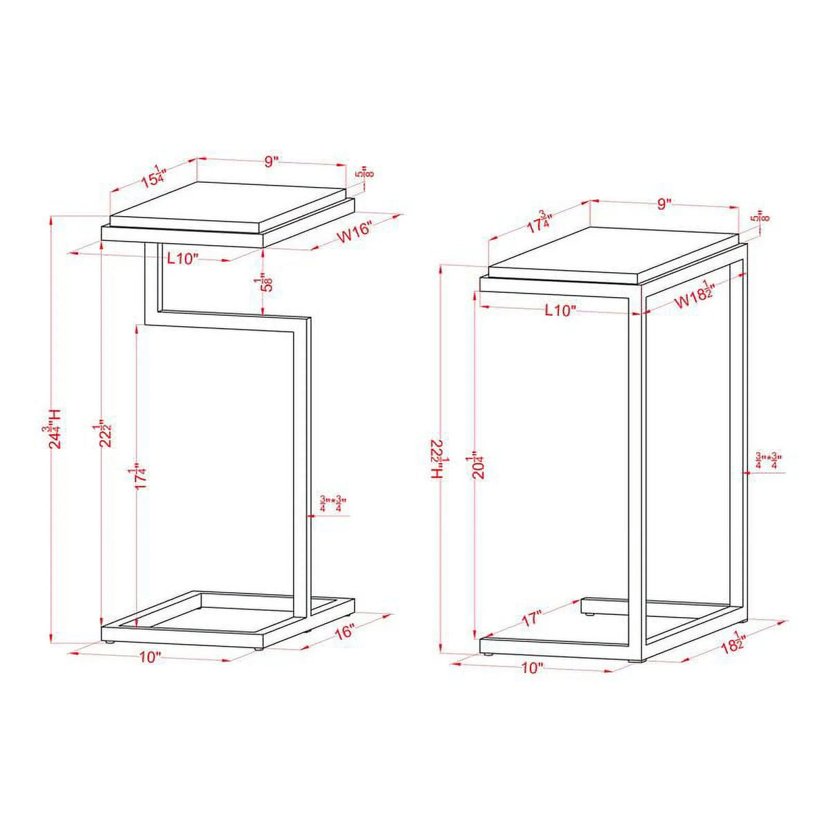 Black 2-Piece Metal Nesting Table A6316