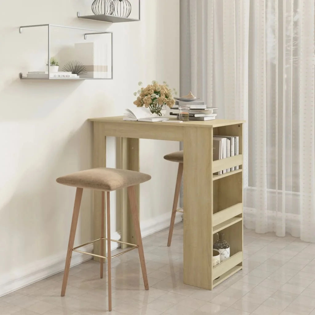 Bar Table with Storage Rack Engineered Wood C683353