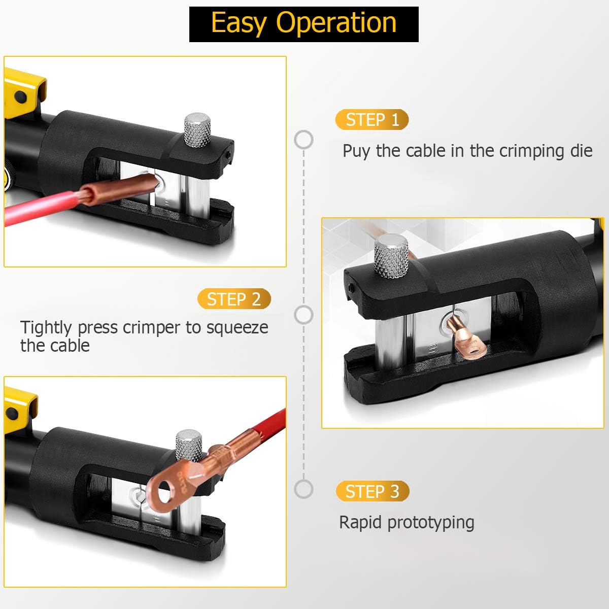 16 Ton Hydraulic Wire Crimper with 11 Dies D40627