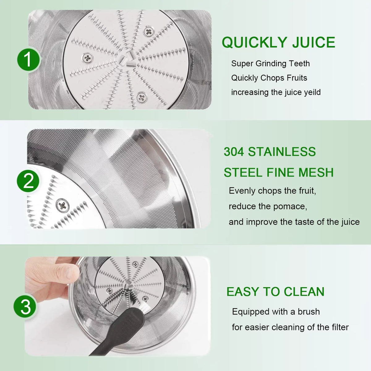 Stainless Steel Compact Centrifugal Juicer with 3'' Wide Mouth K489
