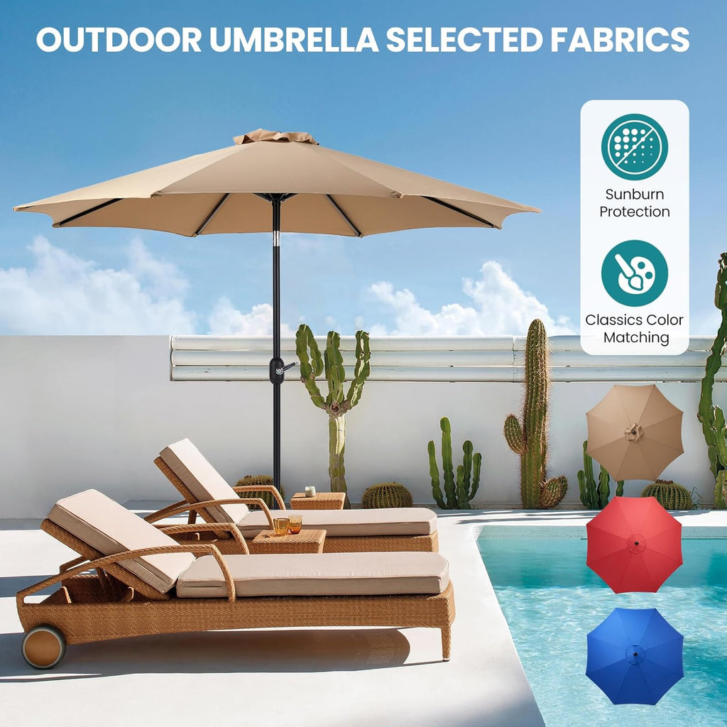 Tan 9' Outdoor Patio Umbrella with 8 Ribs W134944