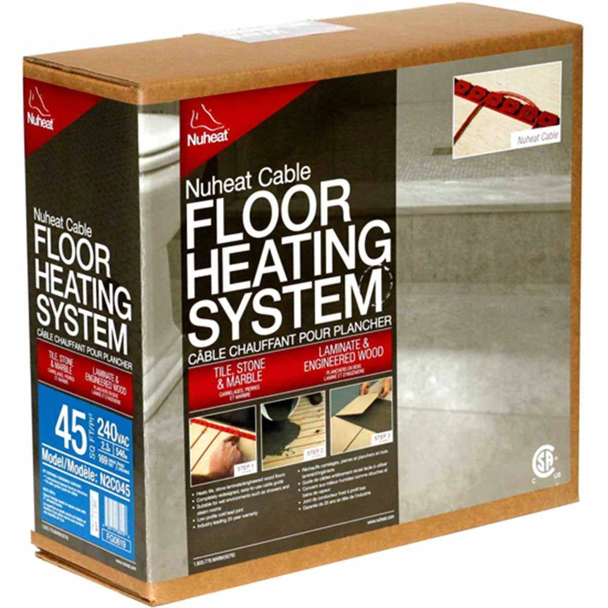 190 Sq ft Floor Heating Cable Kit 240V V783008