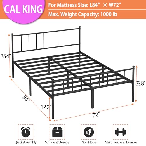 Full Metal Platform Bed Frame with Steel Slat Support R204