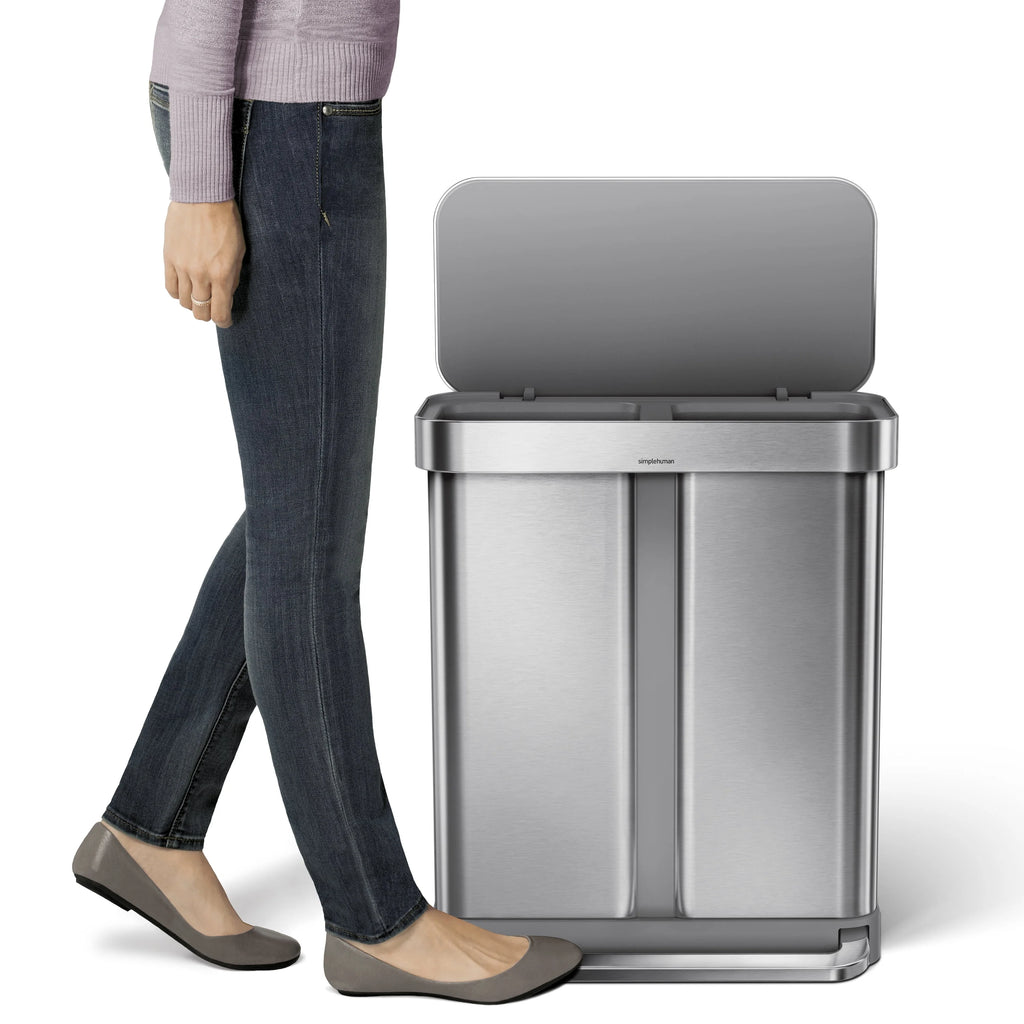 58 Liter Stainless Steel Dual Compartment Recycler Step Trash Can J821962