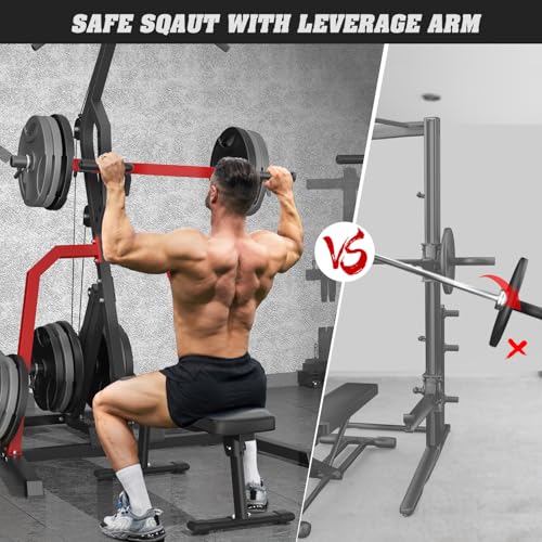Leverage Gym Power Rack Squat Rack with LAT Low Row System Home Gym System Workout Station 2:1 Ratio O9866