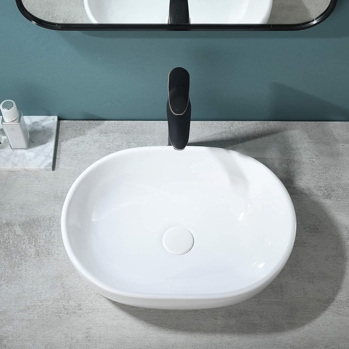 Modern Oval White Porcelain Ceramic Bathroom Vessel Sink N2220