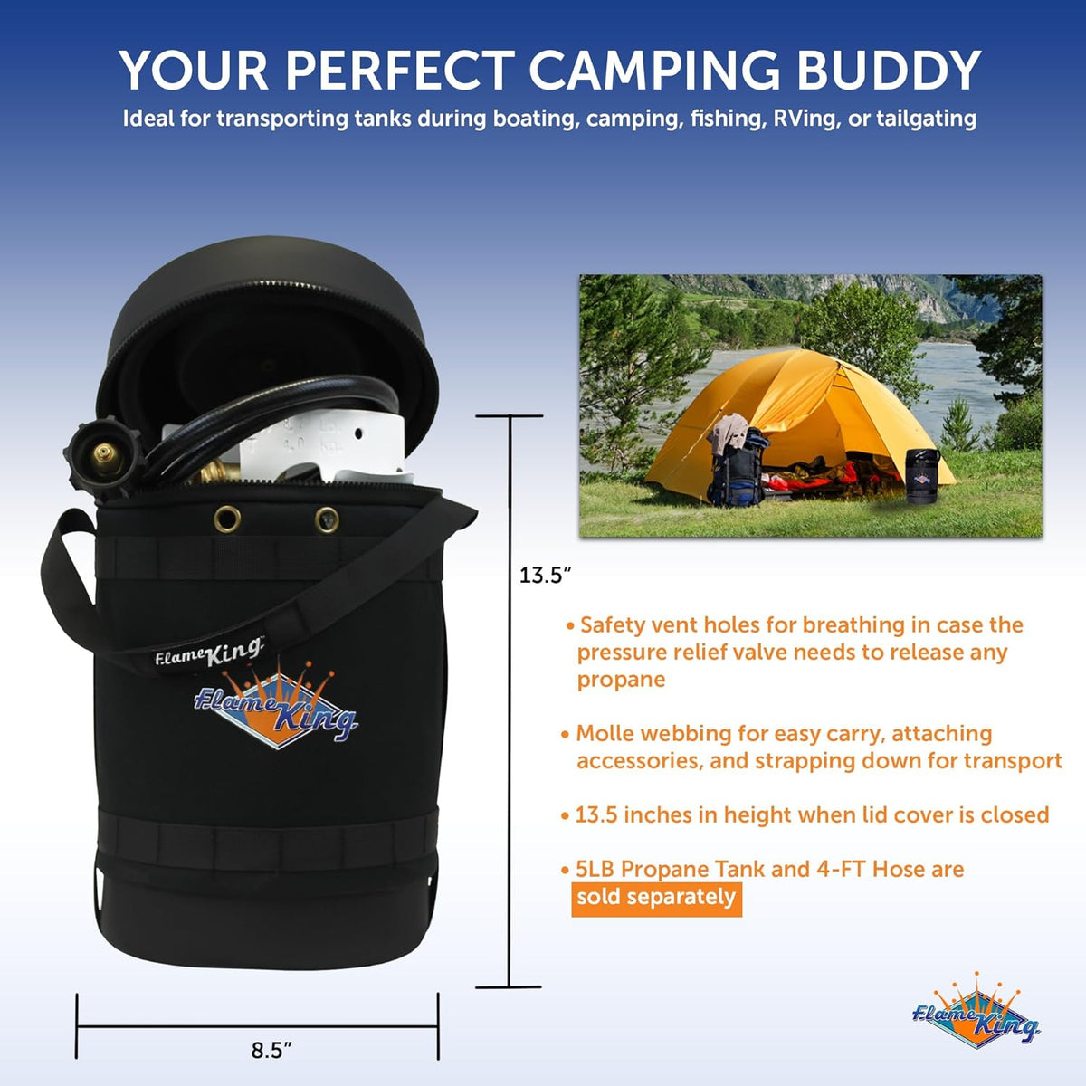 Black Insulated Protective Carry Case for 5LB Propane Tank O814603