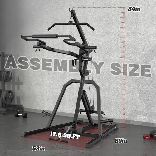 Leverage Gym Power Rack Squat Rack with LAT Low Row System Home Gym System Workout Station 2:1 Ratio O9866