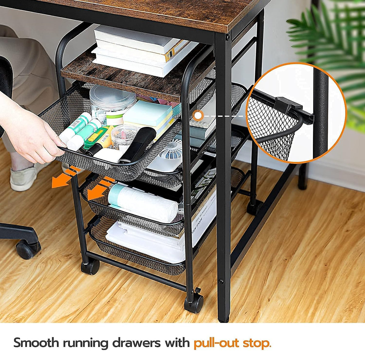 5 Tier Rolling Cart with Mesh Drawers and Wheels L822