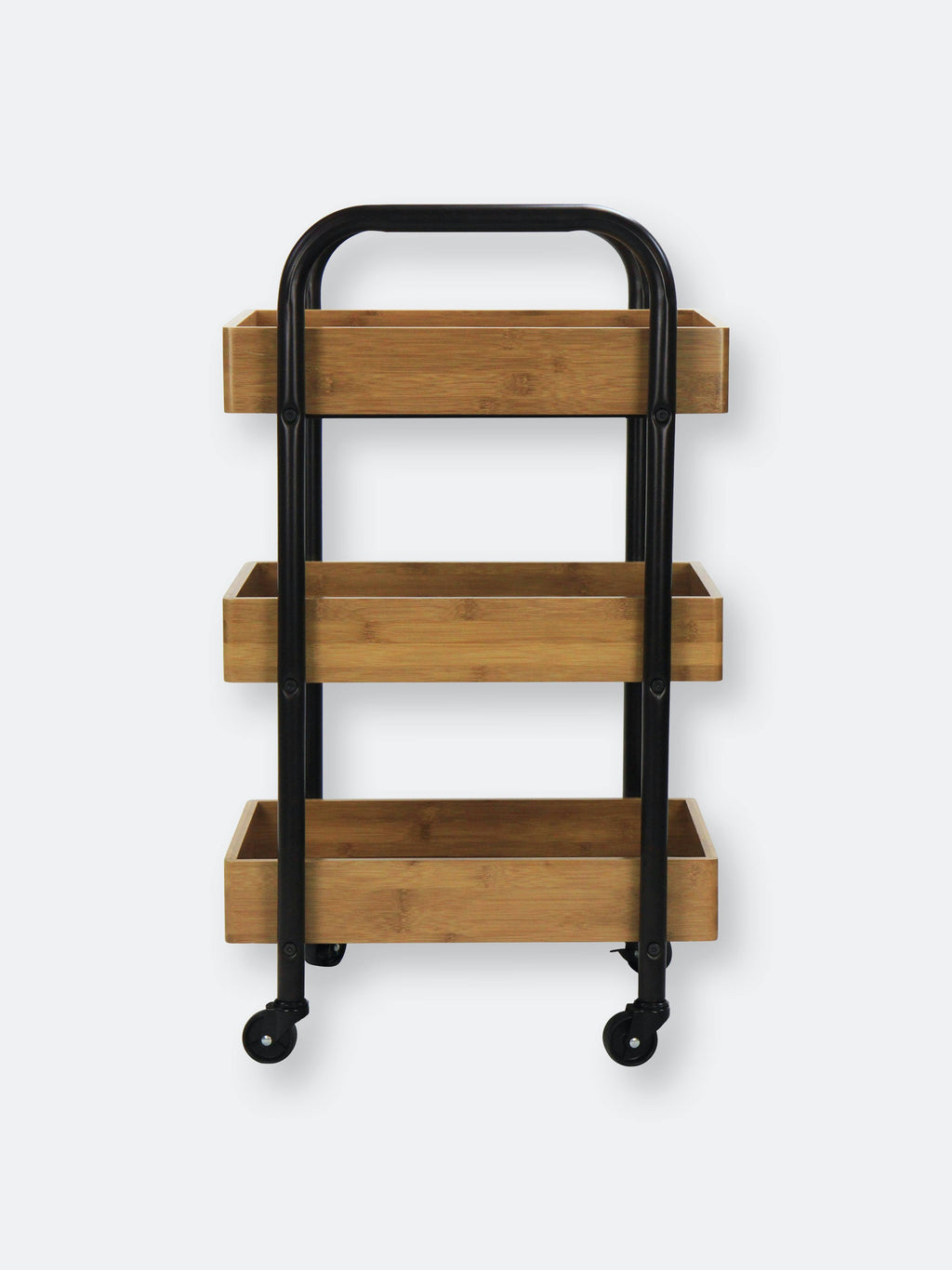 Portable Storage Cart with 3 Removable Bamboo Trays E8426