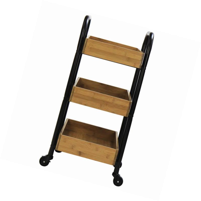 Portable Storage Cart with 3 Removable Bamboo Trays E8426
