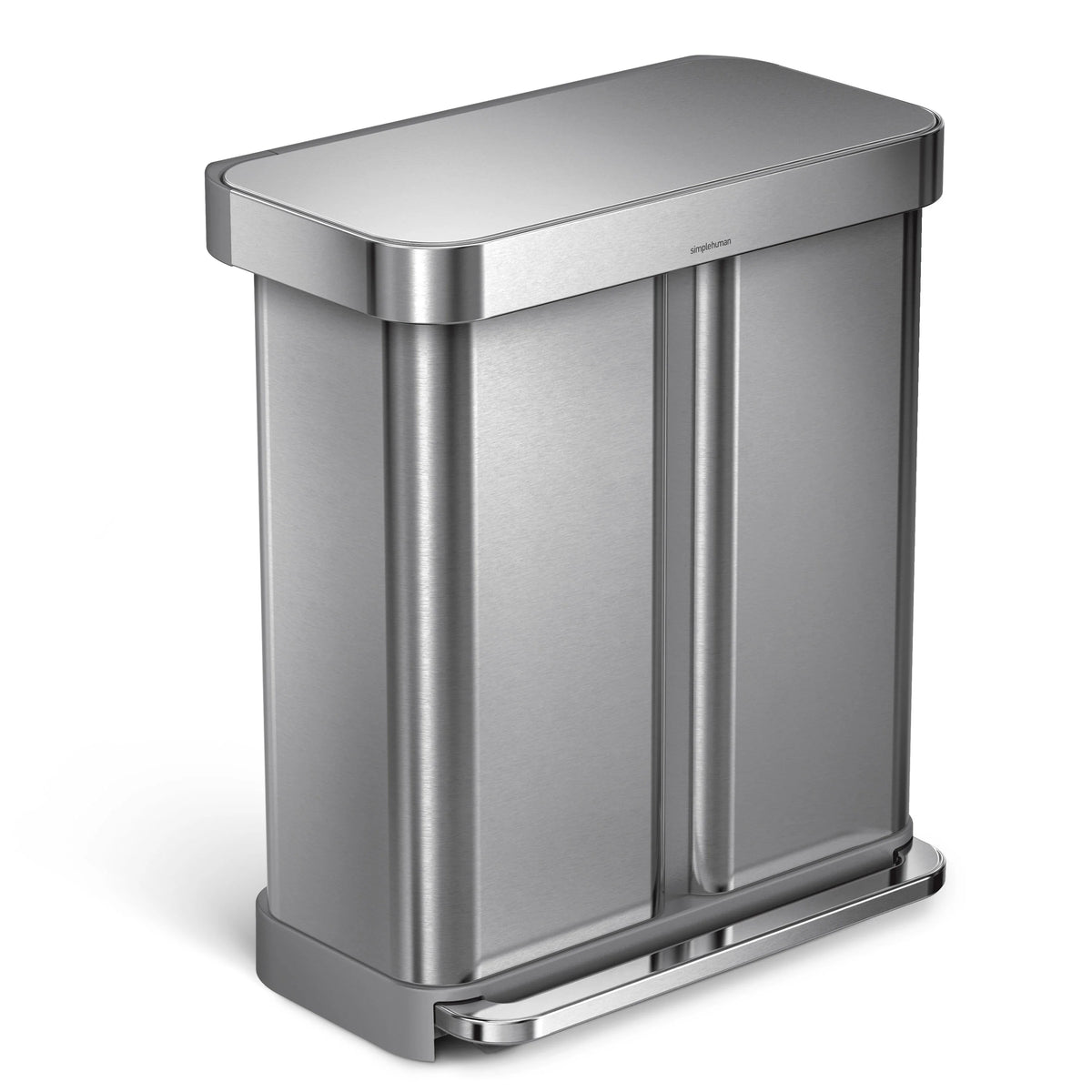 58 Liter Stainless Steel Dual Compartment Recycler Step Trash Can J821962