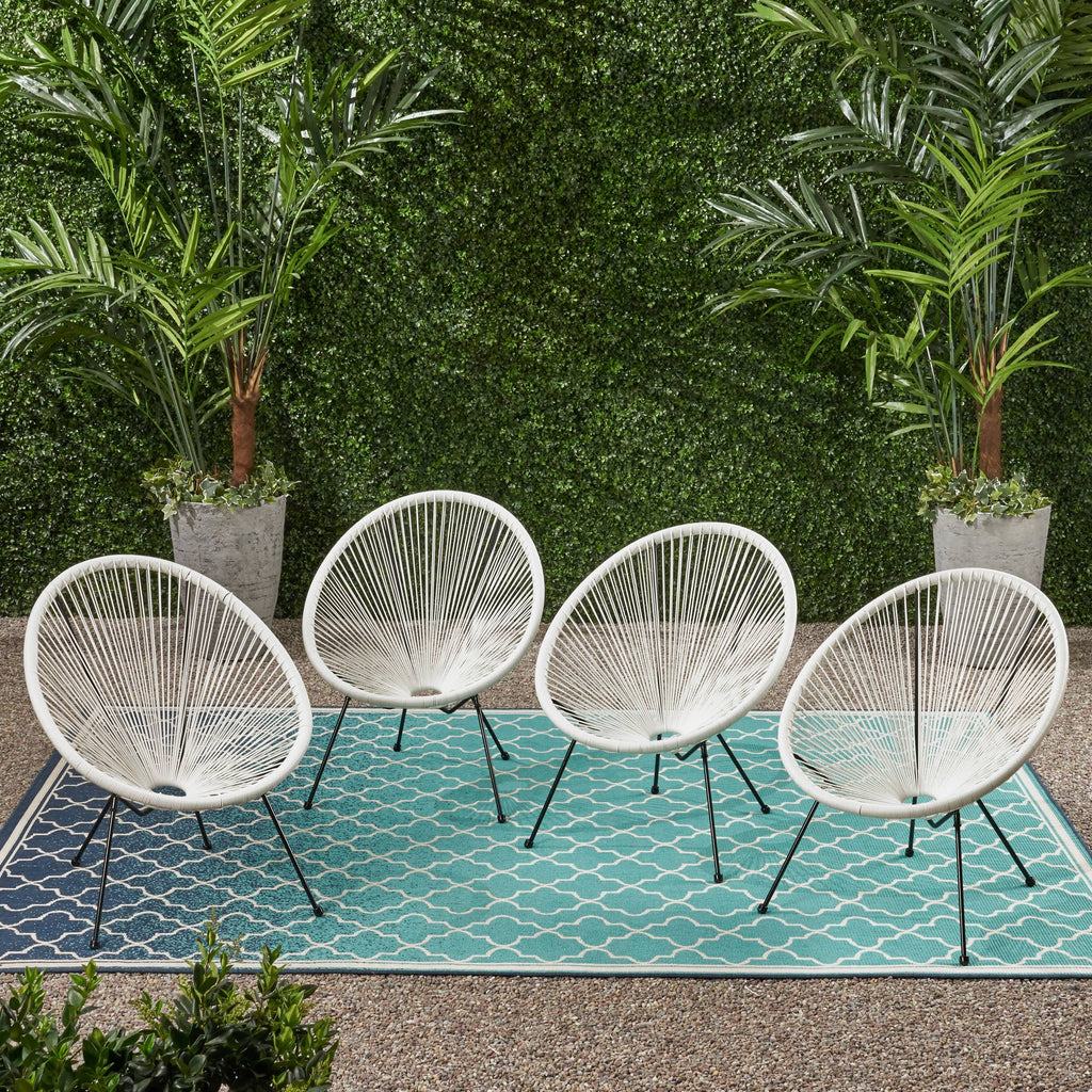 White String Weave Chair Set of 4 Y7038